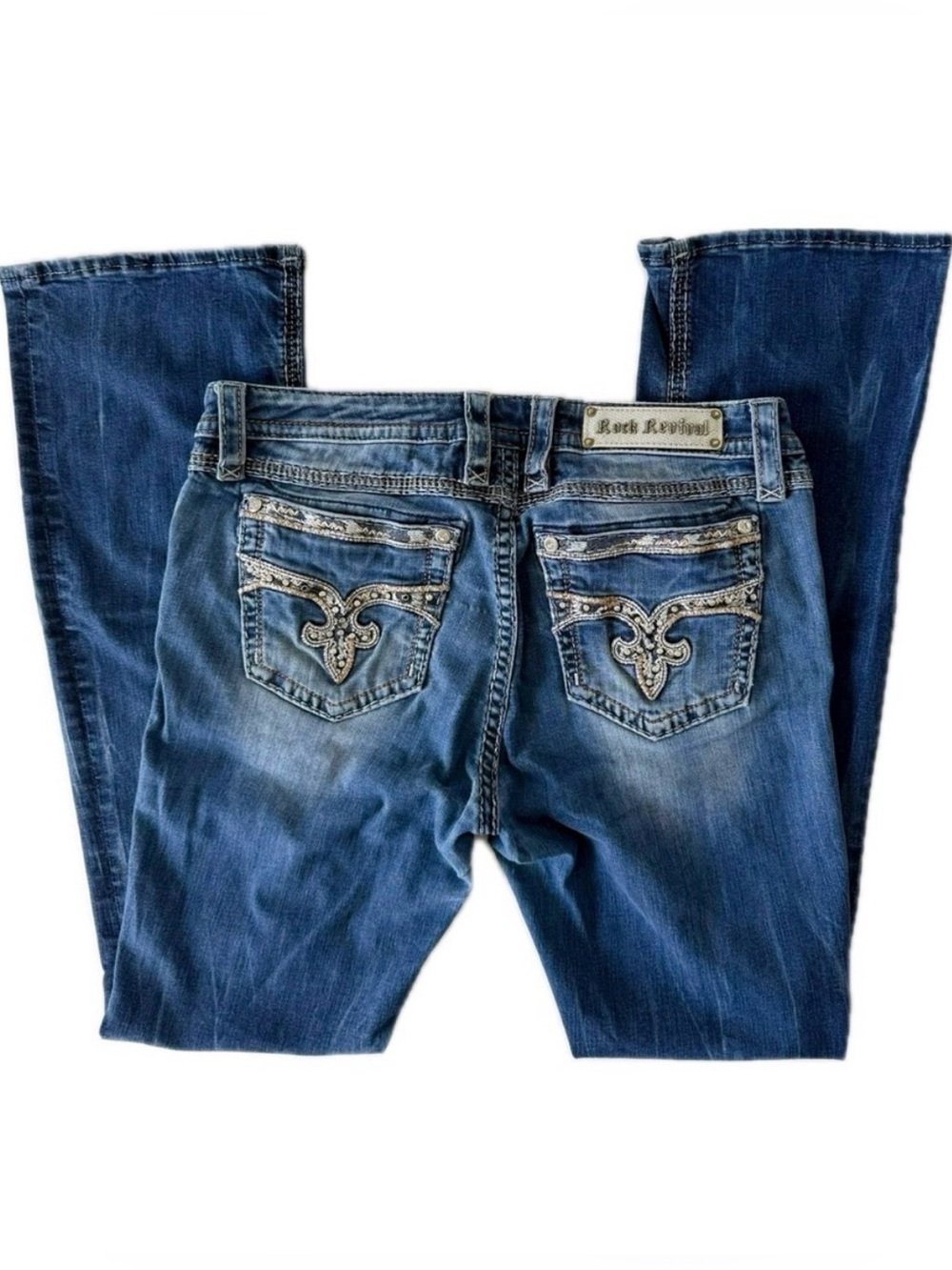 Rock Revival Loreen Mid-Rise Bootcut Women’s Jeans-Distressed-Med Wash-Size 32